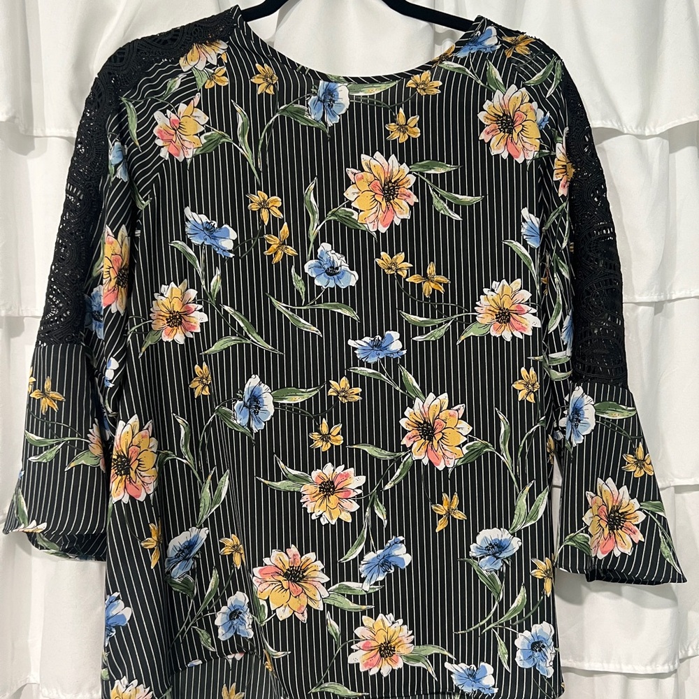 Orange and Brown Floral 3/4 Sleeve Tunic